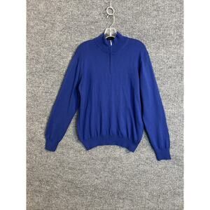 Sette Ponti Mens 1/4 Zip Sweater Sz Medium Blue Merino Wool Blend Made In Italy